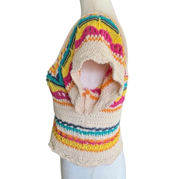 Zara Crochet Top Small Multicolor Bohemian Hippie Boho Whimsical Granolagirl - Picture 3 of 10